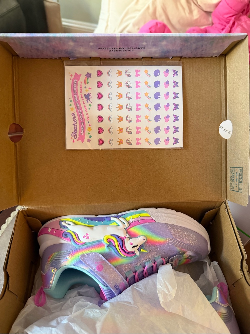Skechers Kids Unicorn Light-Up Sneakers in Lavender with Rainbow Accents - Picture 3 of 6